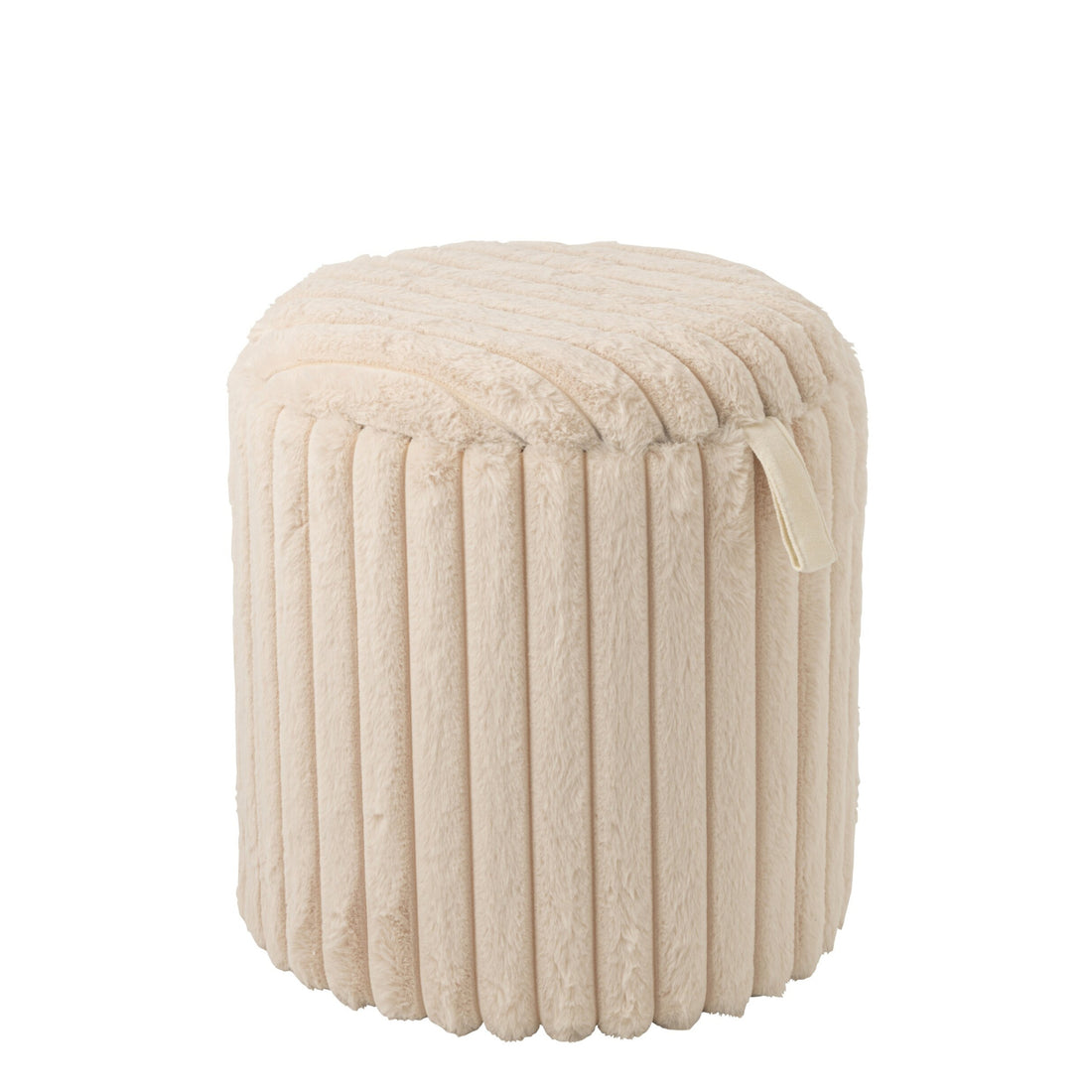 Poef + Deksel Geribbeld Mdf Beige J-Line