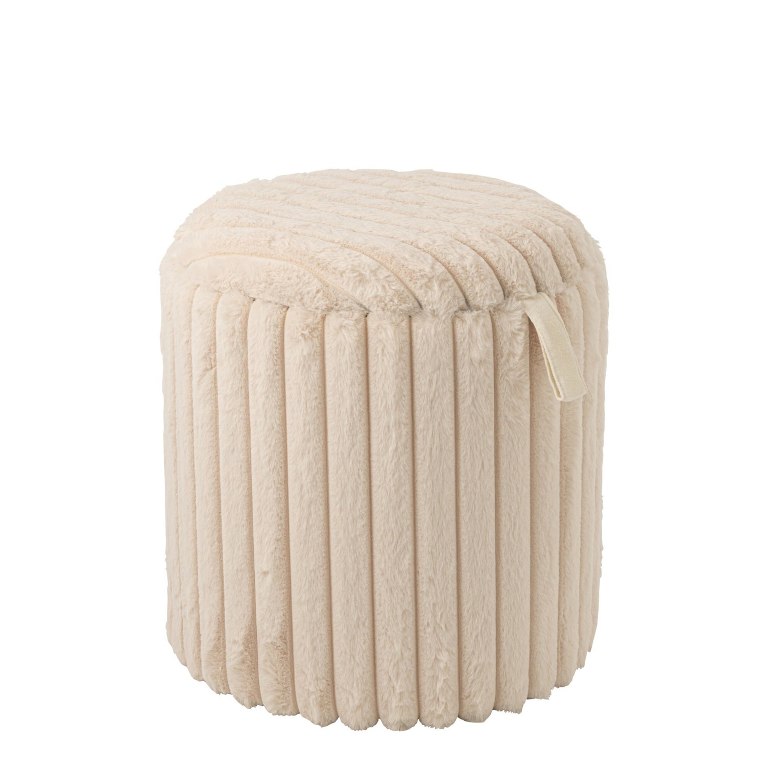 Poef + Deksel Geribbeld Mdf Beige J-Line