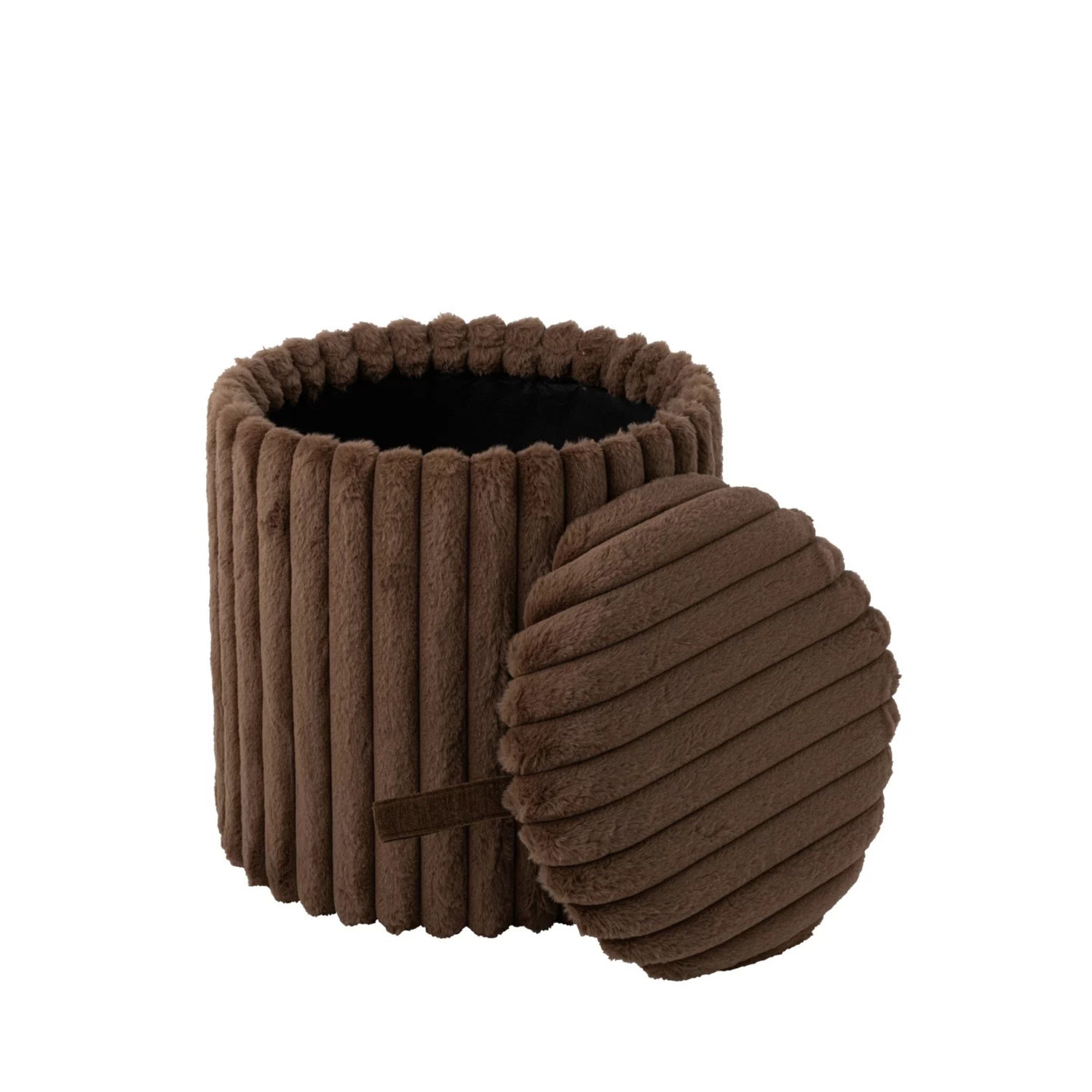 Poef + Deksel Geribbeld Mdf Bruin J-Line
