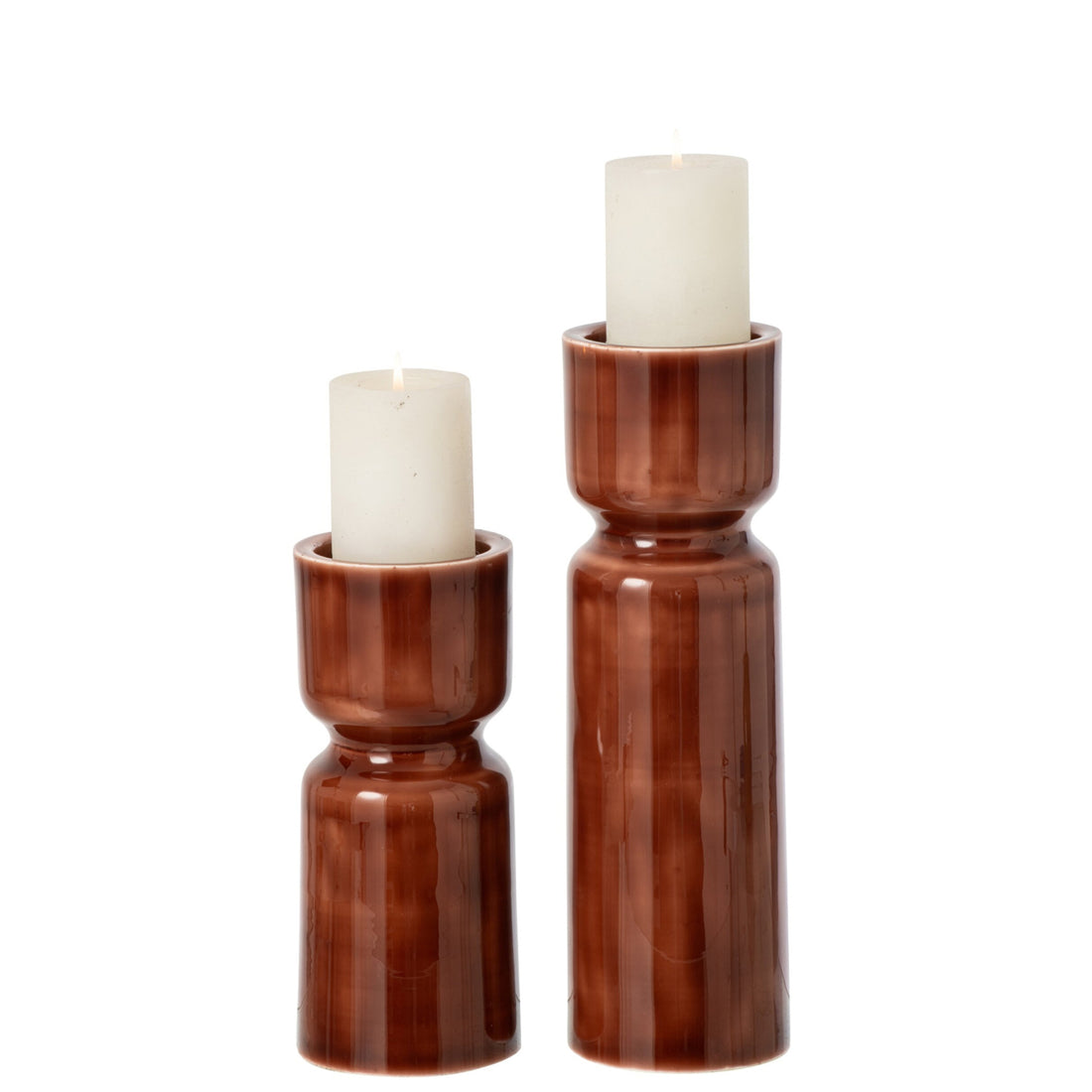 Set Van 2 Kaarshouder Ijzer Bruin J-Line
