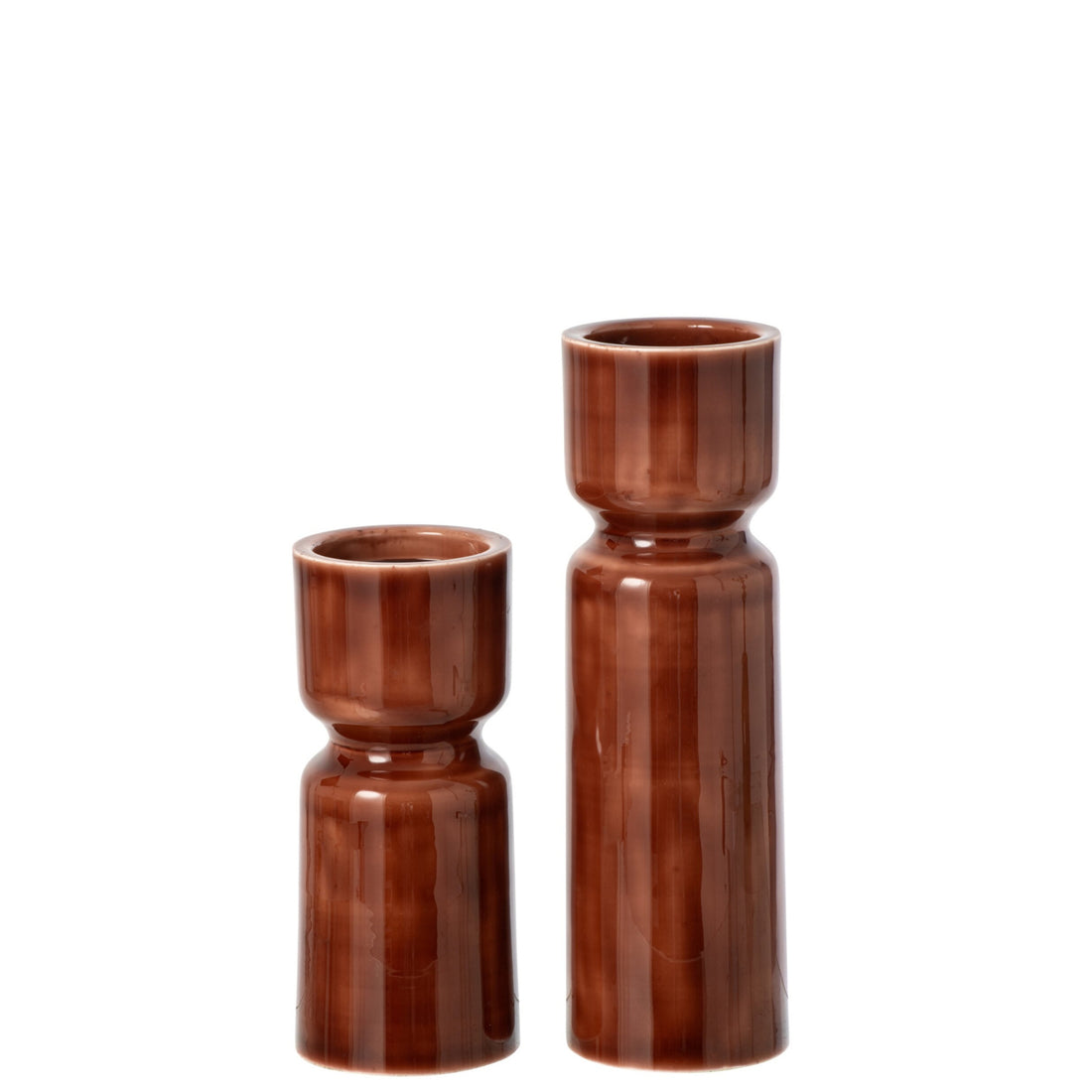 Set Van 2 Kaarshouder Ijzer Bruin J-Line