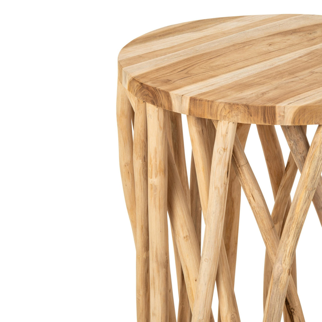 Bartafel Takken Rond Teak Hout Naturel J-Line