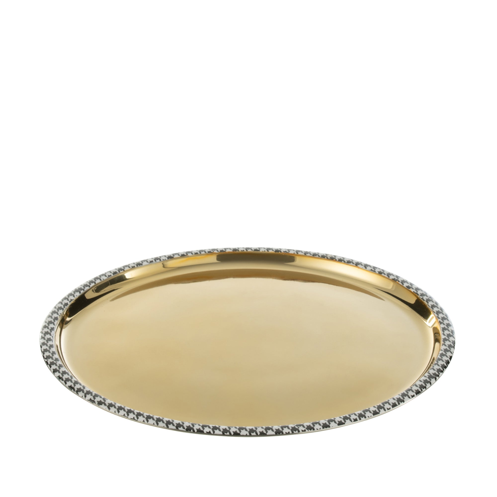 Dienblad Rond Pied-De-Poule Roestvrij Staal Goudkleurig J-Line