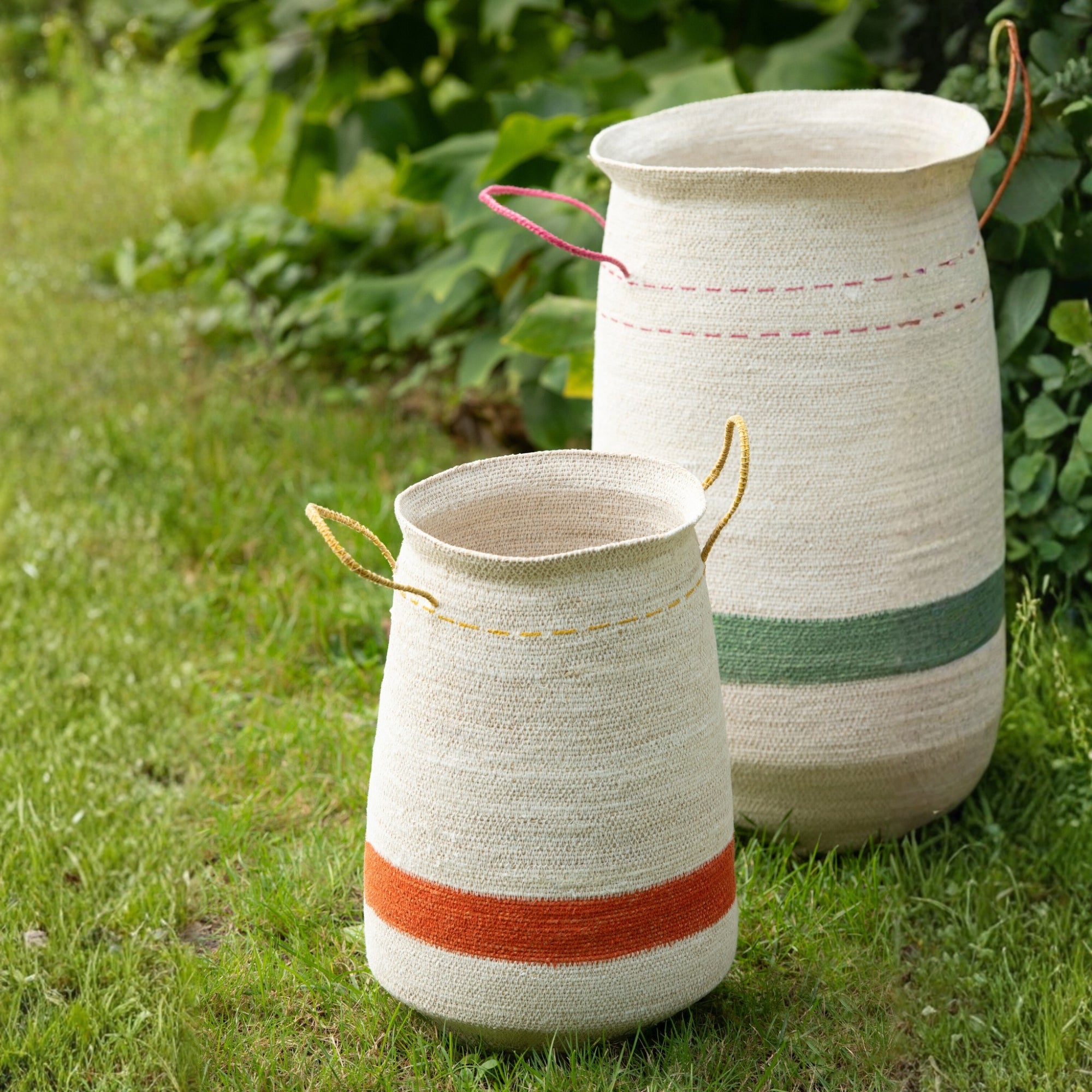 Set Van 3 Mand Met Handvat Gestreept Zeegras Multi J-Line