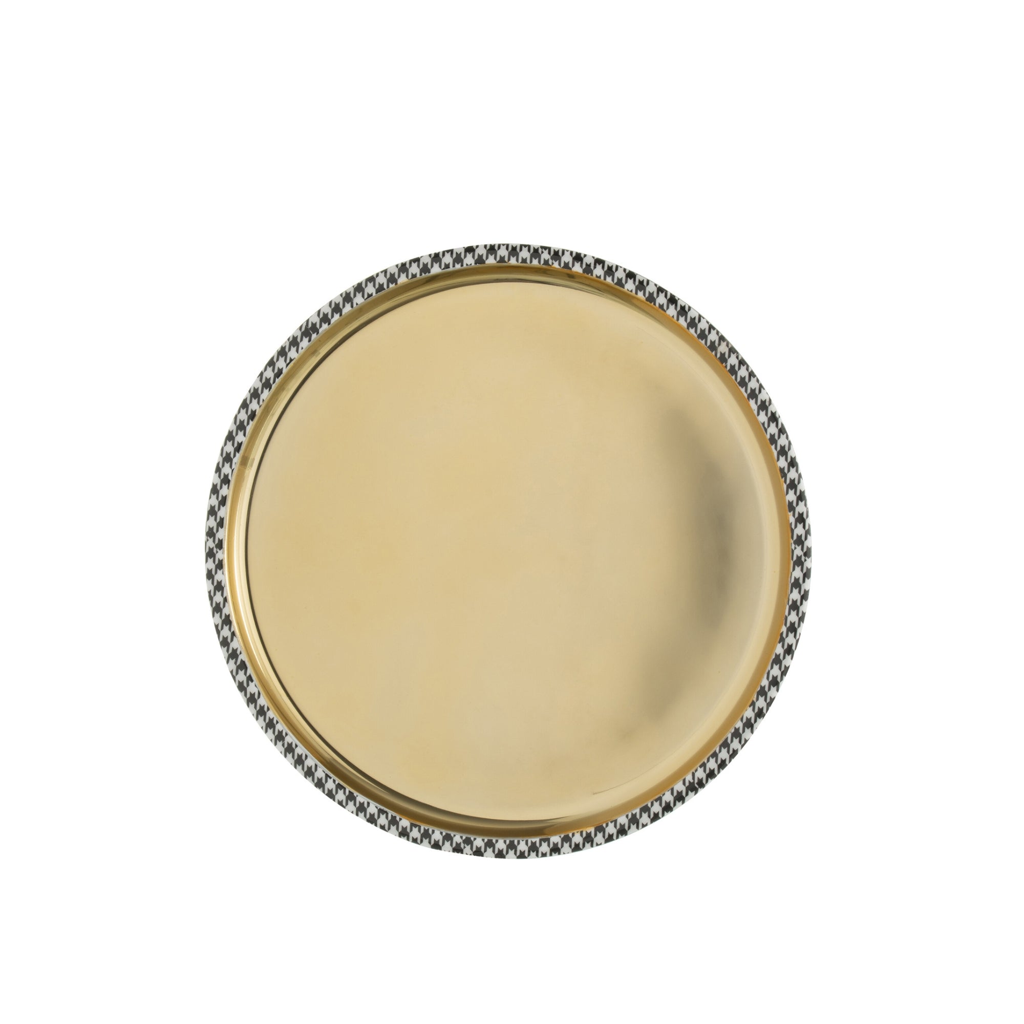 Dienblad Rond Pied-De-Poule Roestvrij Staal Goudkleurig J-Line