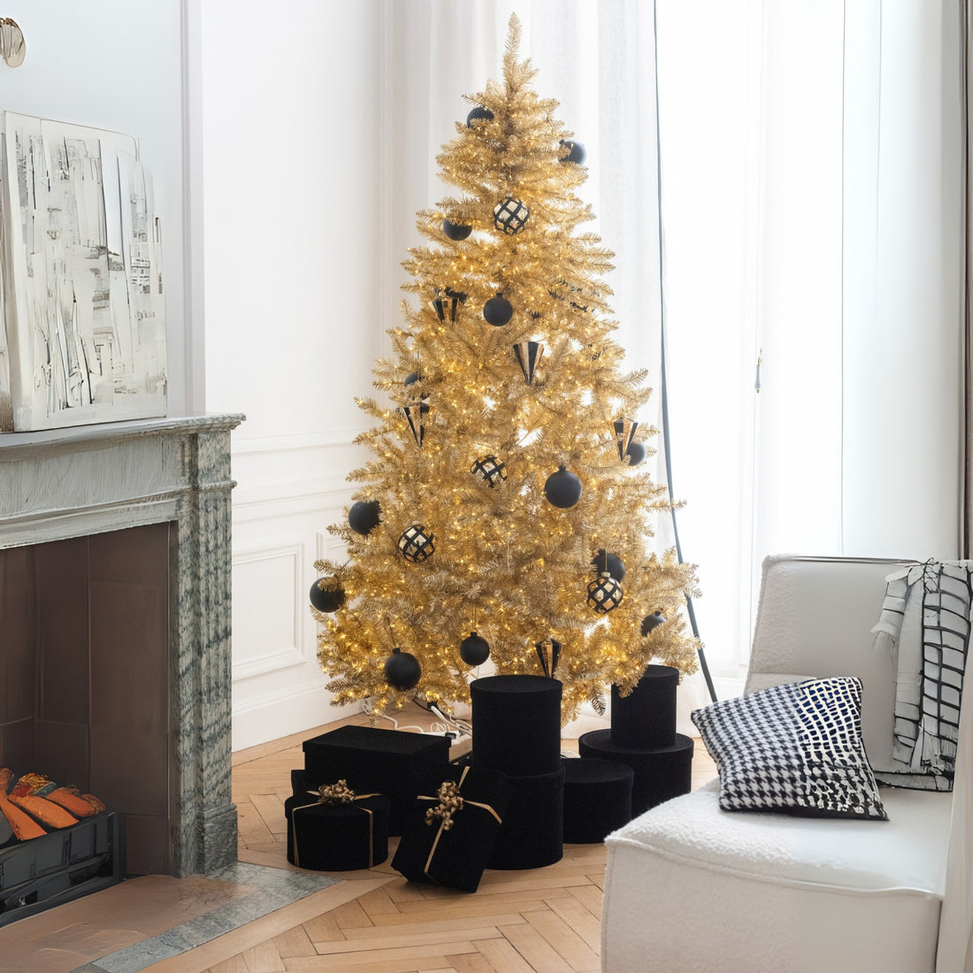 Kerstboom Kunstmatig Pvc Goudkleurig Large H210cm J-Line