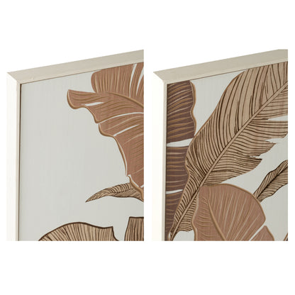 Wanddecoratie Hout Gekerfd Dennenhout Bruin/Gebroken Wit Assortiment Van 2 J-Line