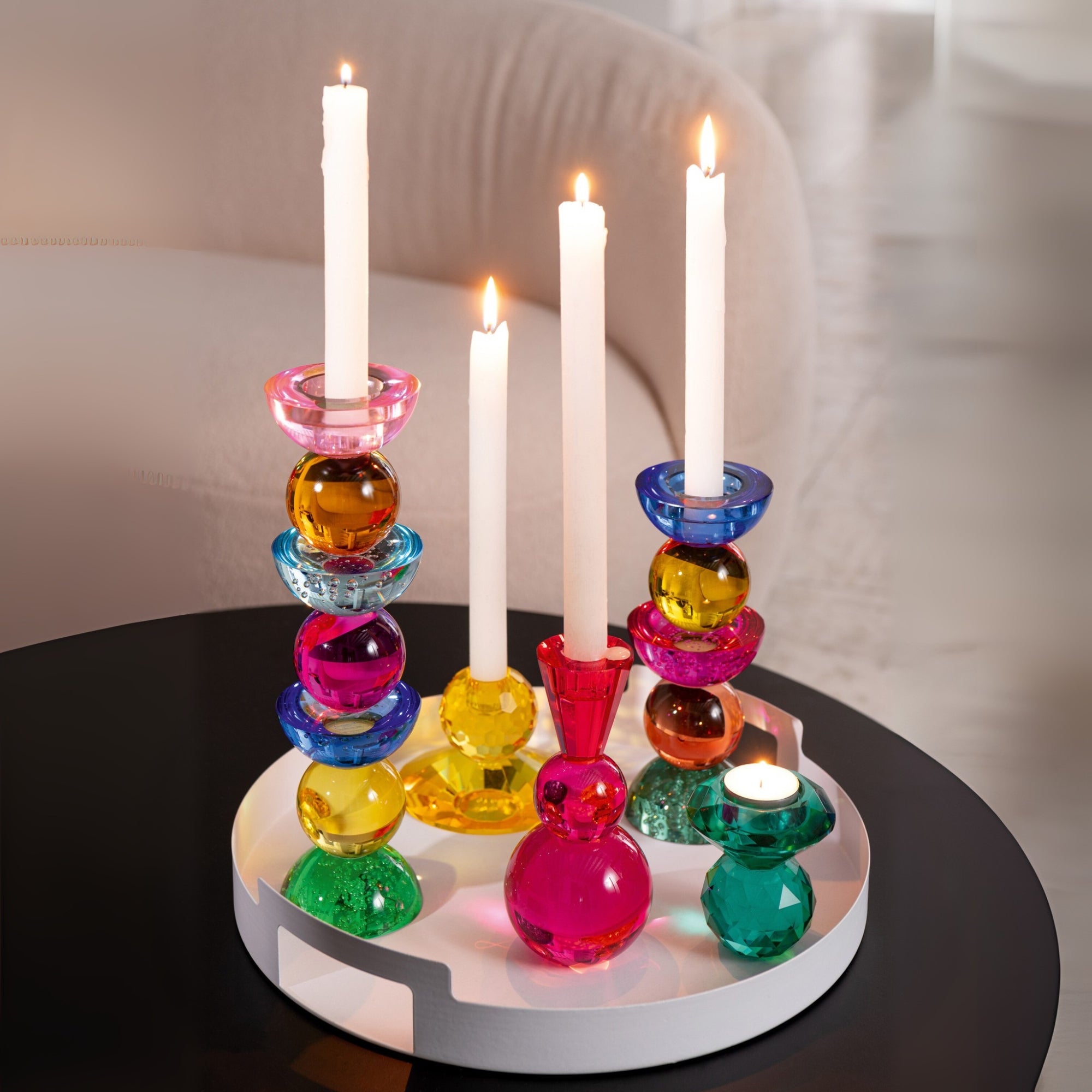 Kaarshouder Bal Glas Geel/Oranje Set van 3 J-Line