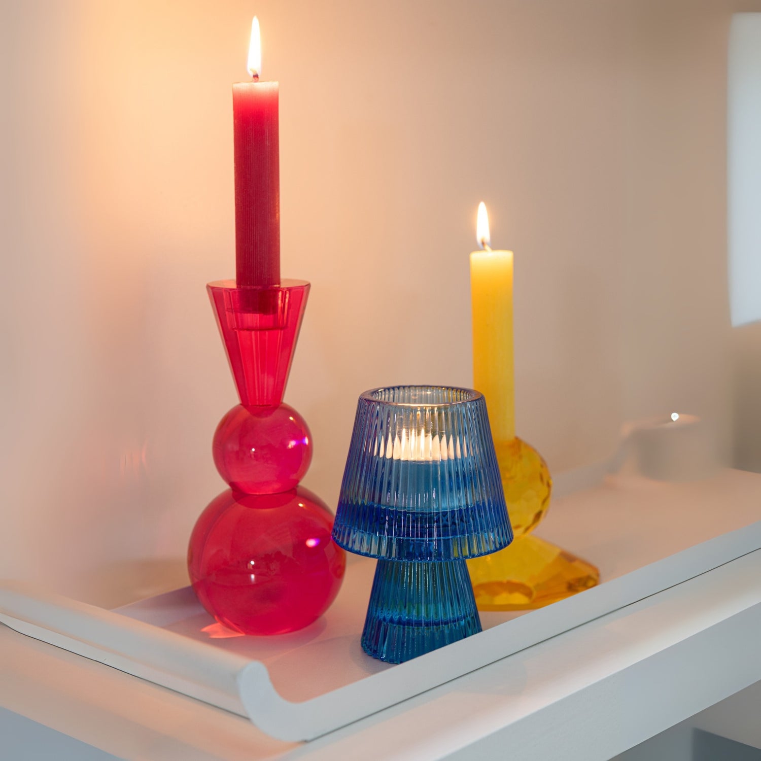 Kaarshouder Bal Glas Geel/Oranje Set van 3 J-Line