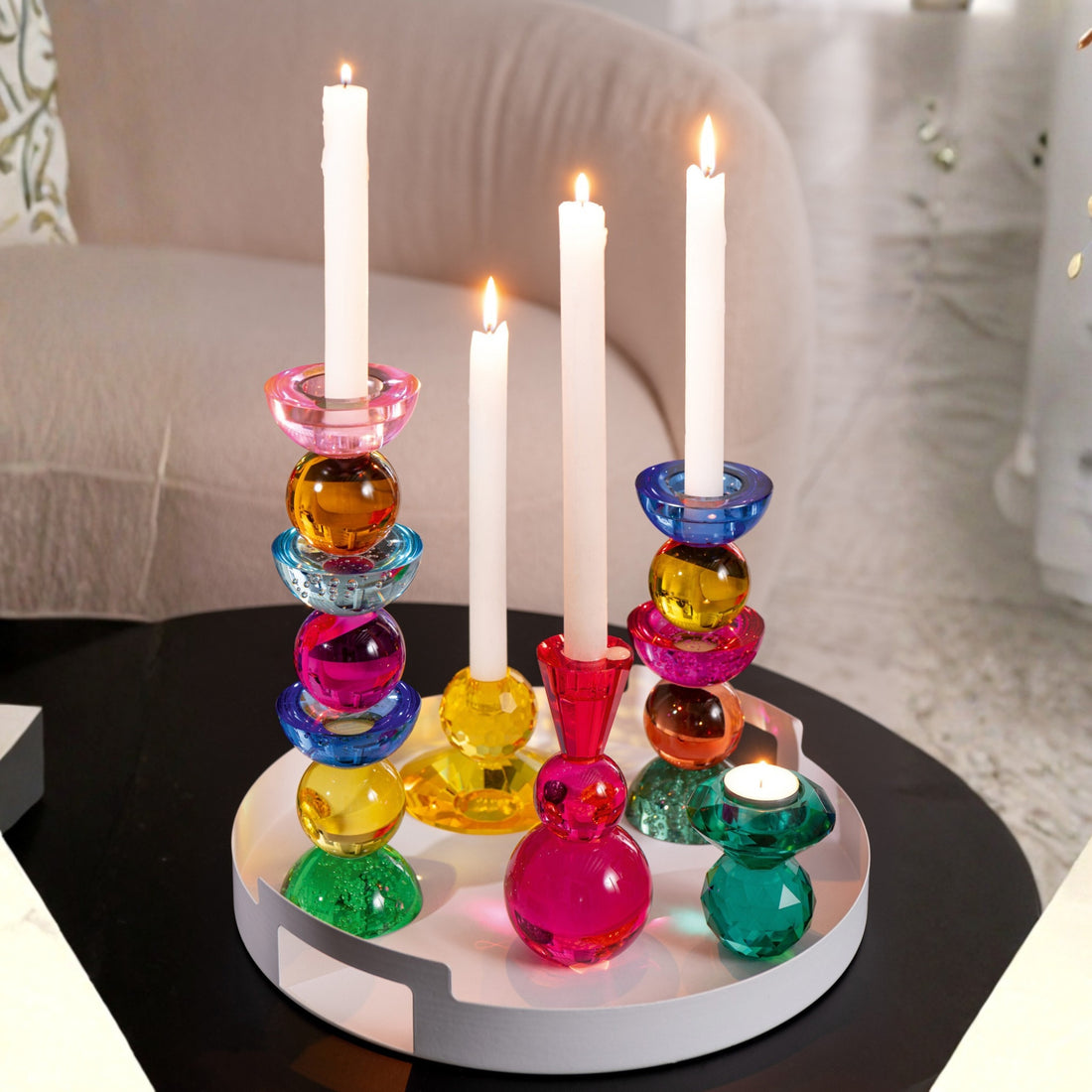 Kaarshouder Bal Glas Geel/Oranje Set van 3 J-Line