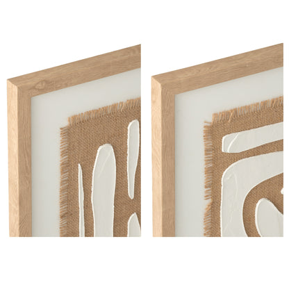 Schilderij Gestreept Mdf Wit/Naturel Set van 2 J-Line