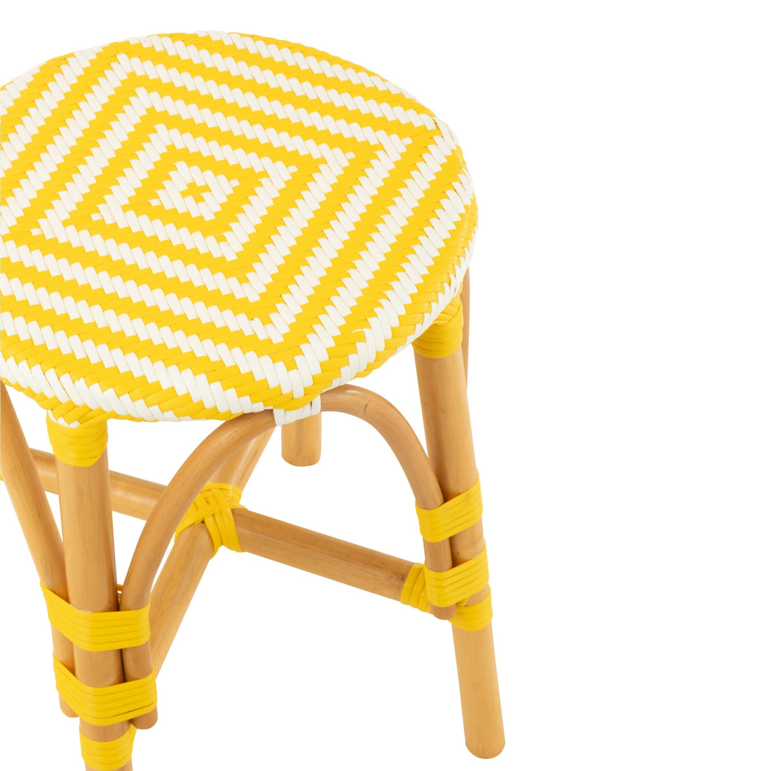 Outdoor Kruk Geo Rond Rotan Geel/Wit J-Line