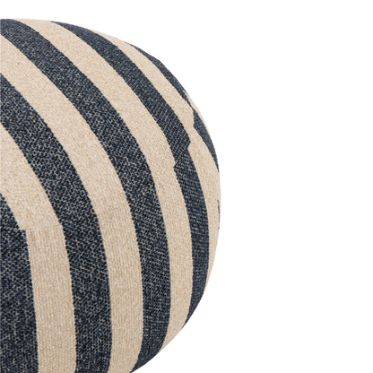 Poef Gestreept Blauw/Gebroken Wit J-Line