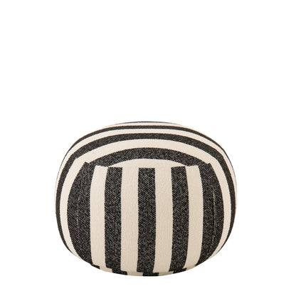 Poef Gestreept Zwart/Gebroken Wit J-Line