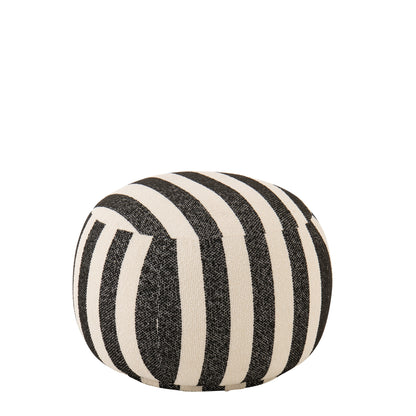 Poef Gestreept Zwart/Gebroken Wit J-Line
