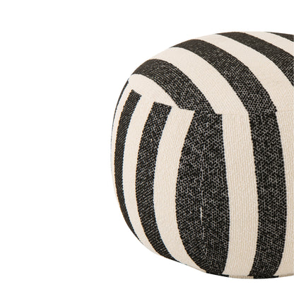Poef Gestreept Zwart/Gebroken Wit J-Line