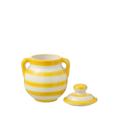 Potje Granada Strepen Geel/Wit Keramiek J-Line