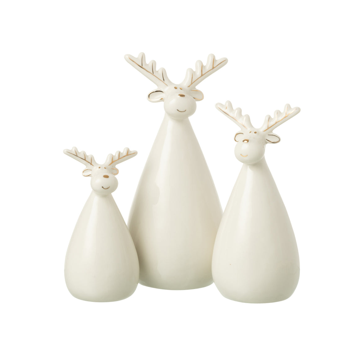 Rendier Ovaal Lichaam Porselein Ecru Set van 3 J-Line