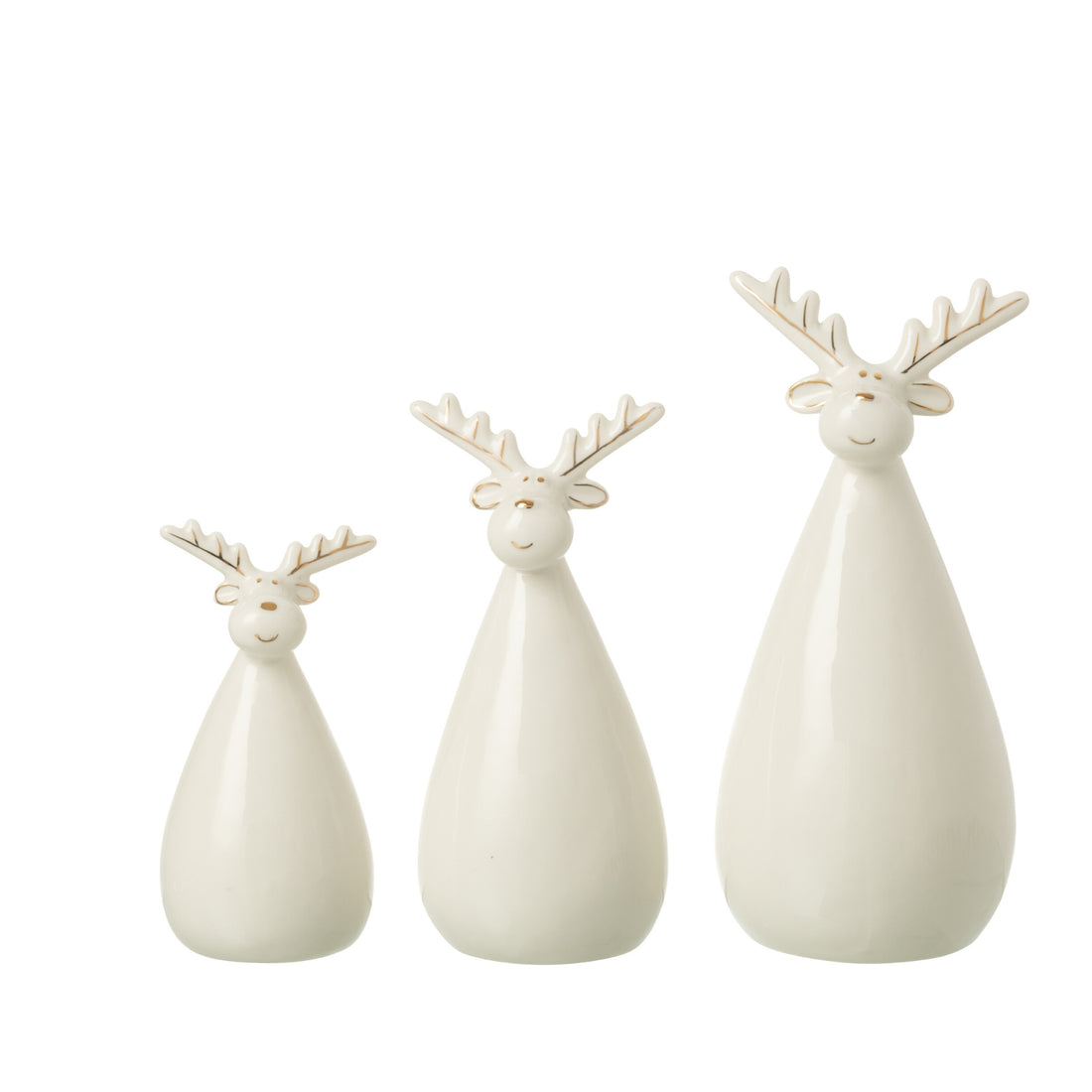 Rendier Ovaal Lichaam Porselein Ecru Set van 3 J-Line