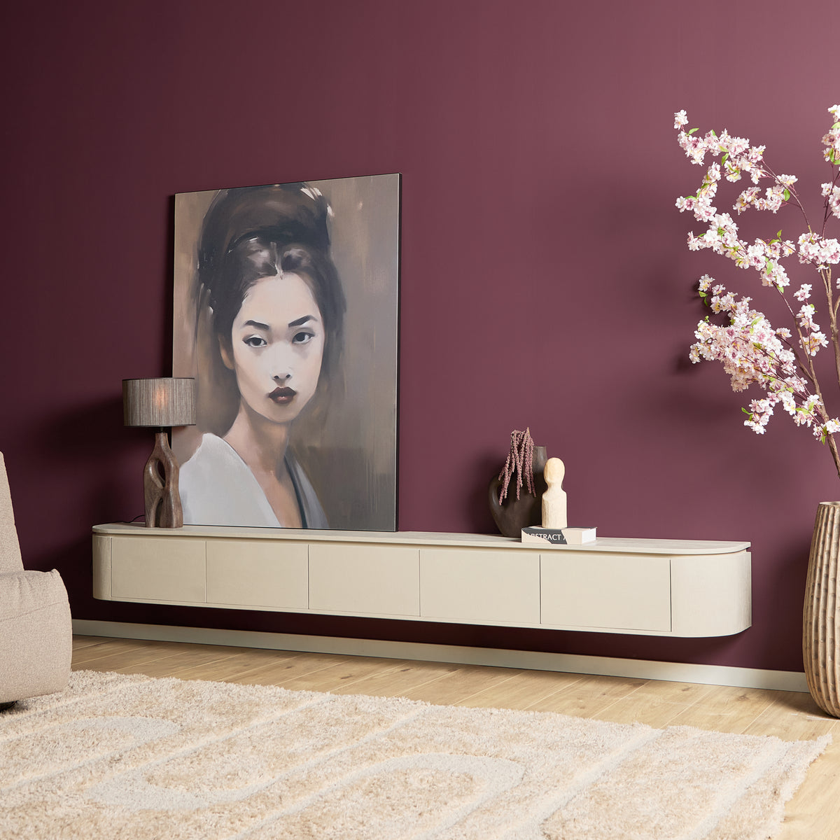 Zwevend TV-meubel Ambiance Mangohout Naturel 120cm Starfurn