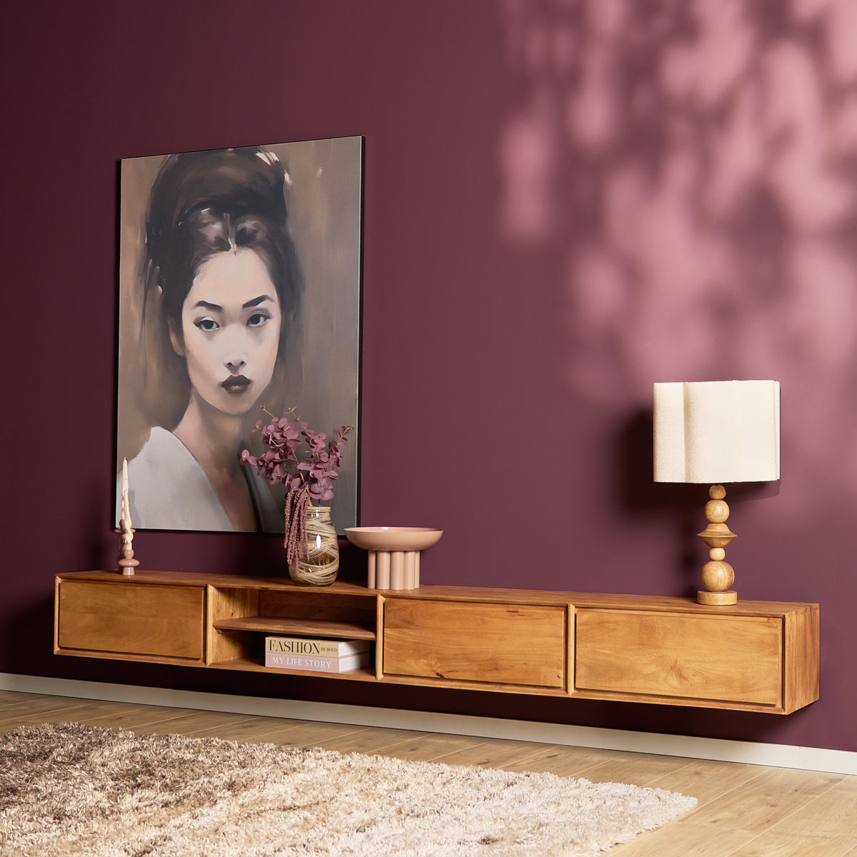 Zwevend TV-meubel Ambiance Mangohout Naturel 120cm Starfurn