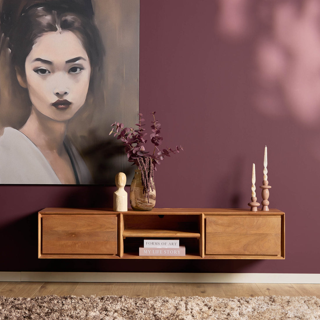 Zwevend TV-meubel Ambiance Mangohout Naturel 160cm Starfurn