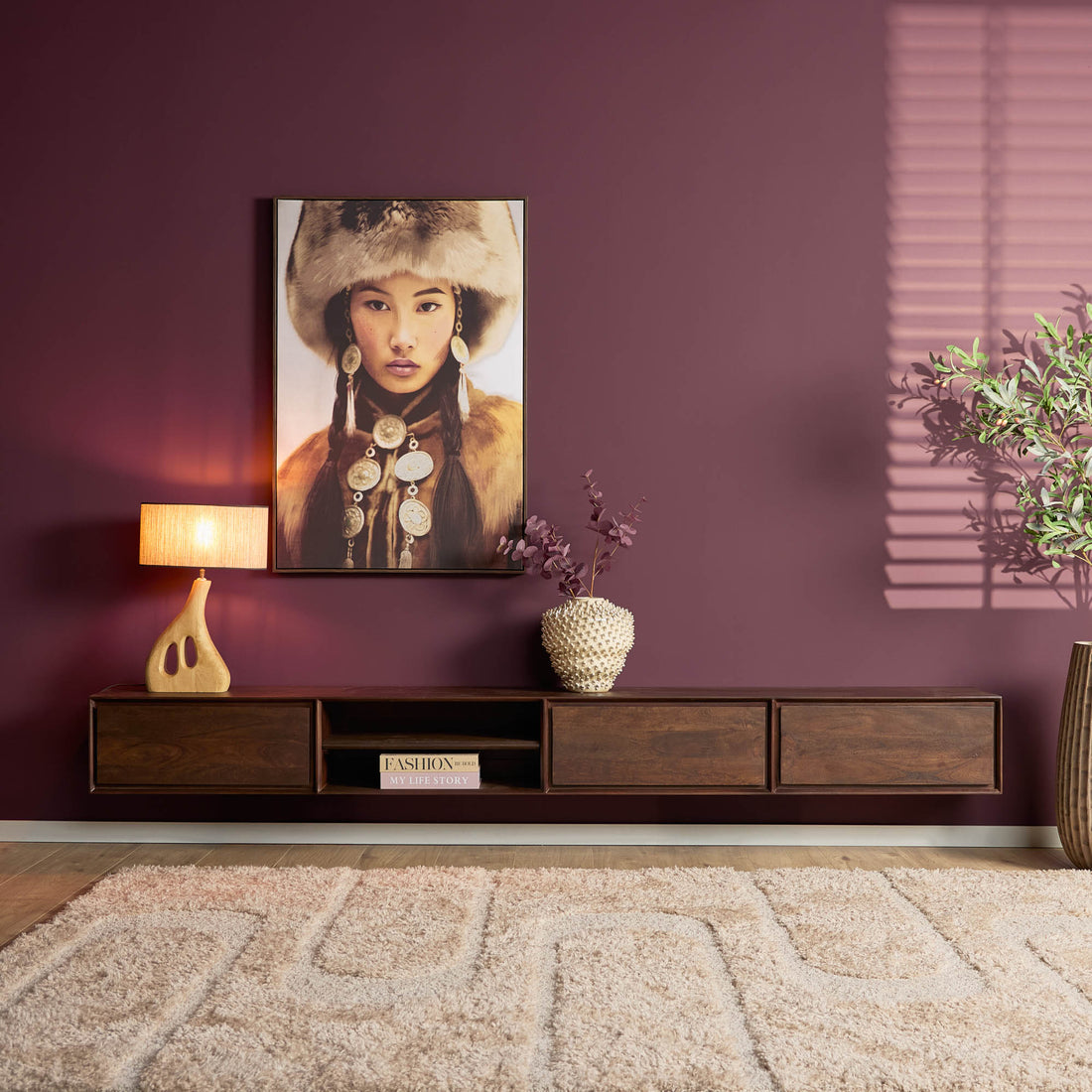 Zwevend TV-meubel Ambiance Mangohout Bruin 280cm Starfurn