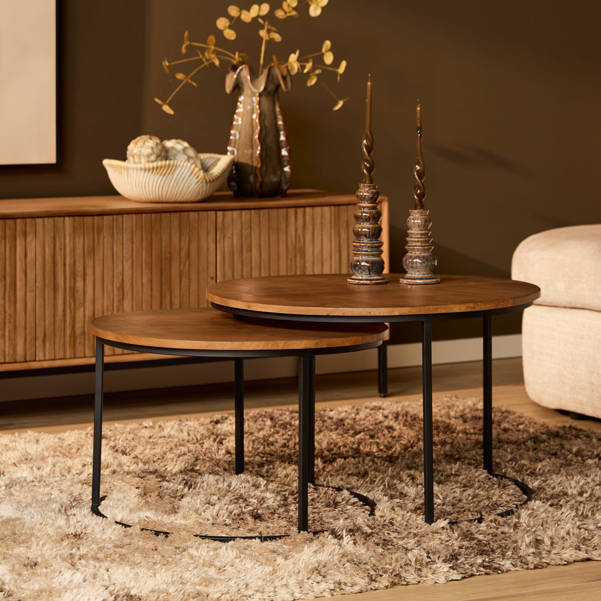 Salontafels Madison Mangohout Naturel Set van 2 Starfurn