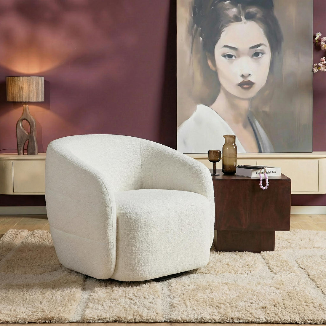 Fauteuil Yara Draaibaar Stof Off White Starfurn