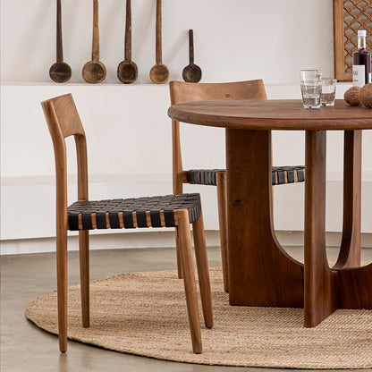 Freya Eetkamerstoel Leer Zwart Raw Materials