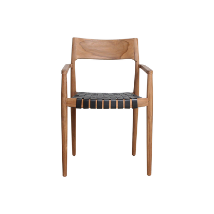 Freya Eetkamerstoel Met Armleuning Leer Zwart Raw Materials