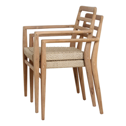 Verano Terrasstoel met Armleuning Naturel Set van 2 Raw Materials