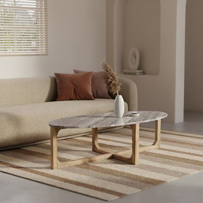 Salontafel Marmer Fantasy Ovaal Bruin Raw Materials