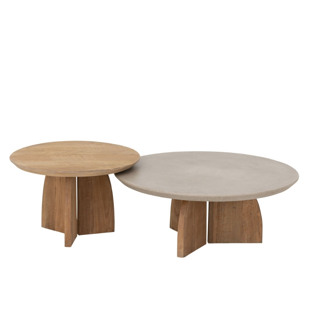 Salontafel Nova Set van 2 Teakhout + Travertin DTP Home