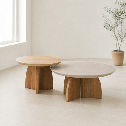 Salontafel Nova Set van 2 Teakhout + Travertin DTP Home