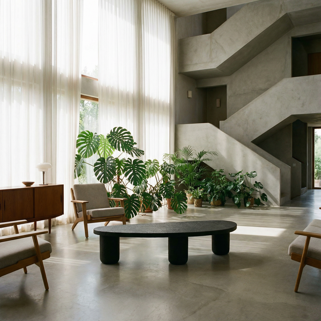 Salontafel Ovaal Mdf Zwart J-Line