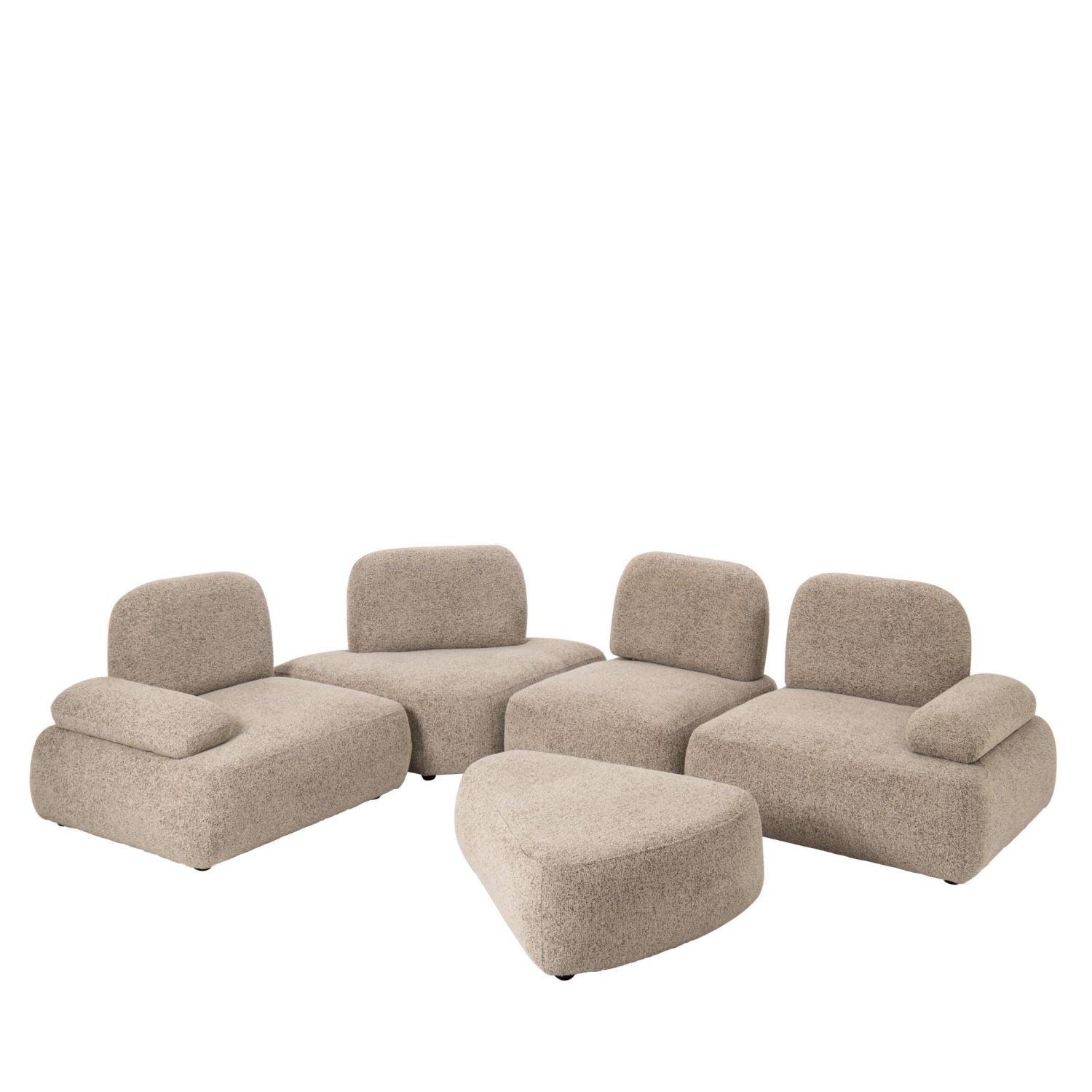 Set Van 5 Modulaire Bankelementen Olivia Bruin/Ecru J-Line