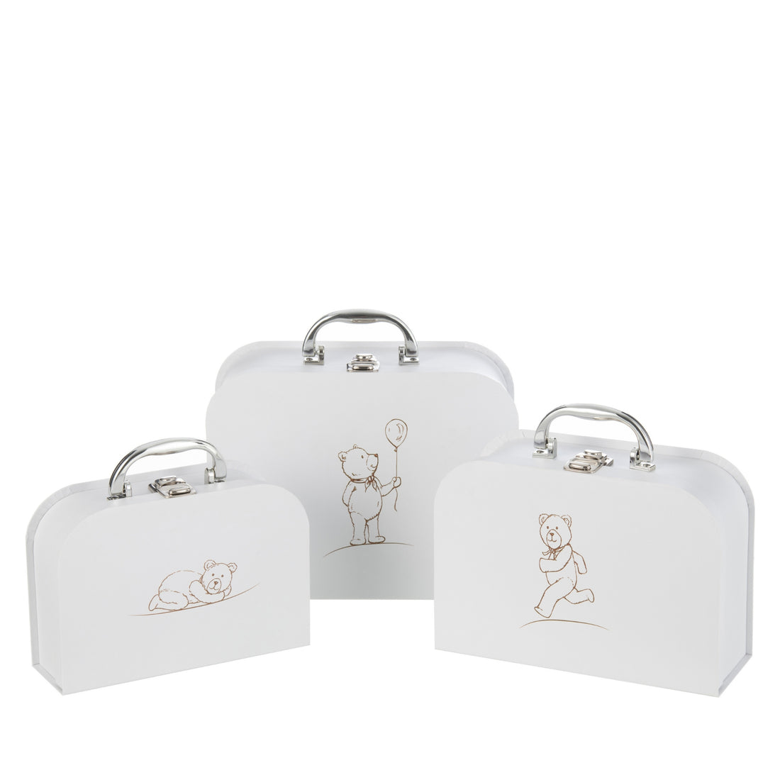Set Van 3 Koffers Geboorte Beer Wit J-line