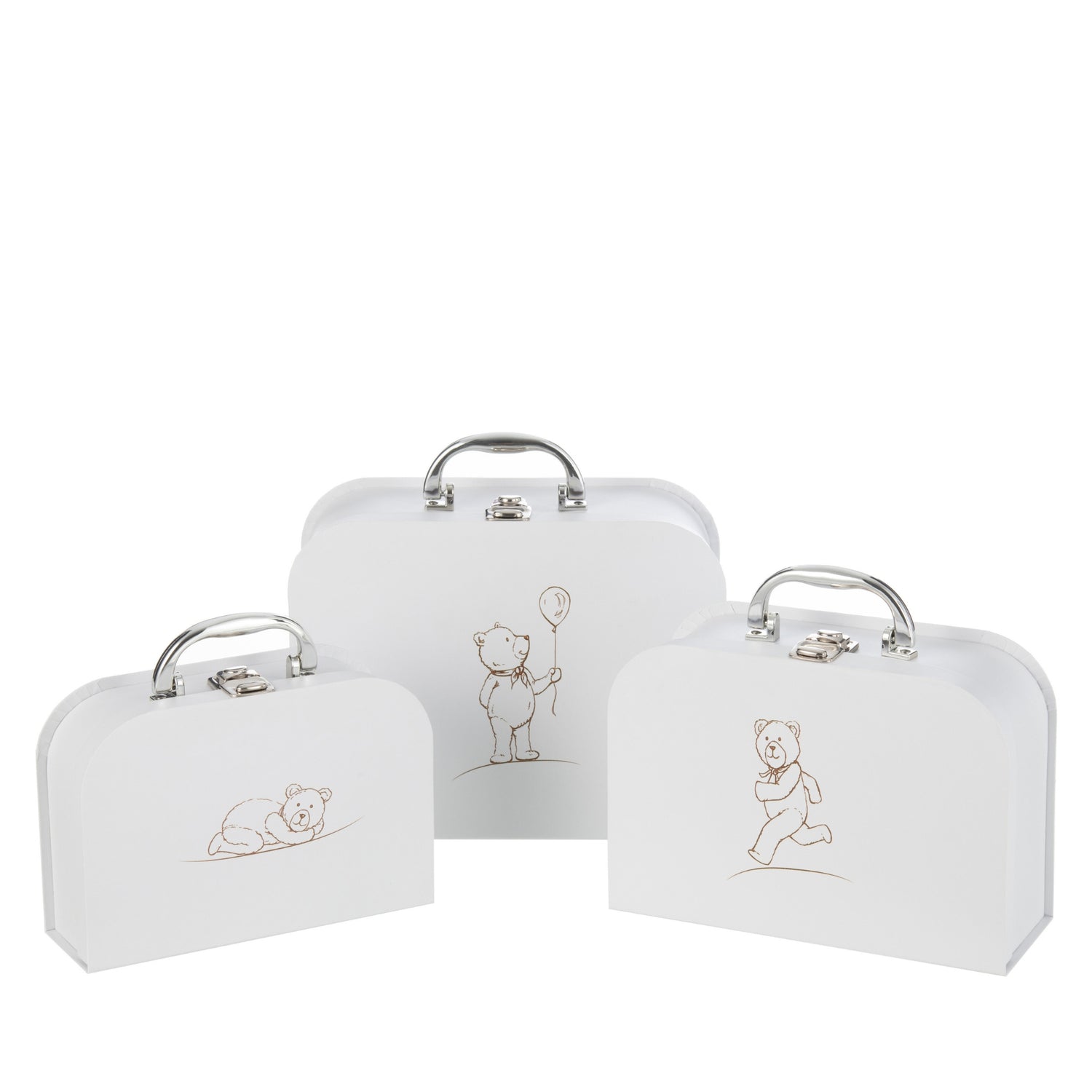 Set Van 3 Koffers Geboorte Beer Wit J-line