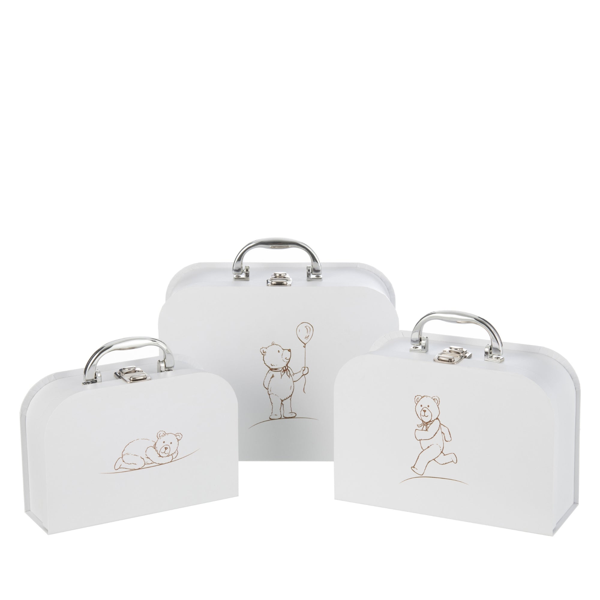 Set Van 3 Koffers Geboorte Beer Wit J-line