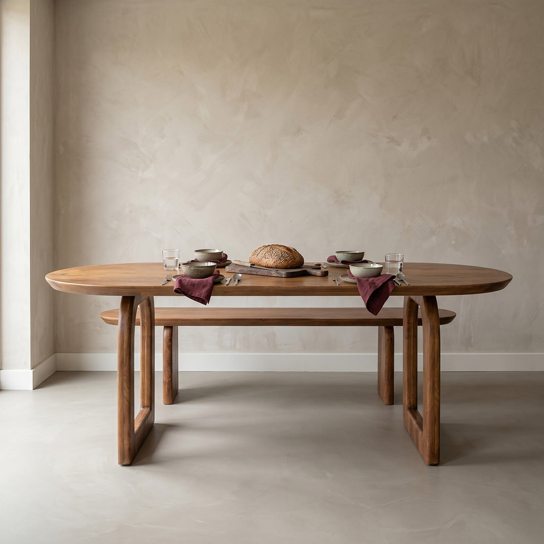 Bullnose Eettafel Open Bruin 200cm Raw Materials