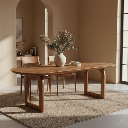 Bullnose Eettafel Open Bruin 240cm Raw Materials