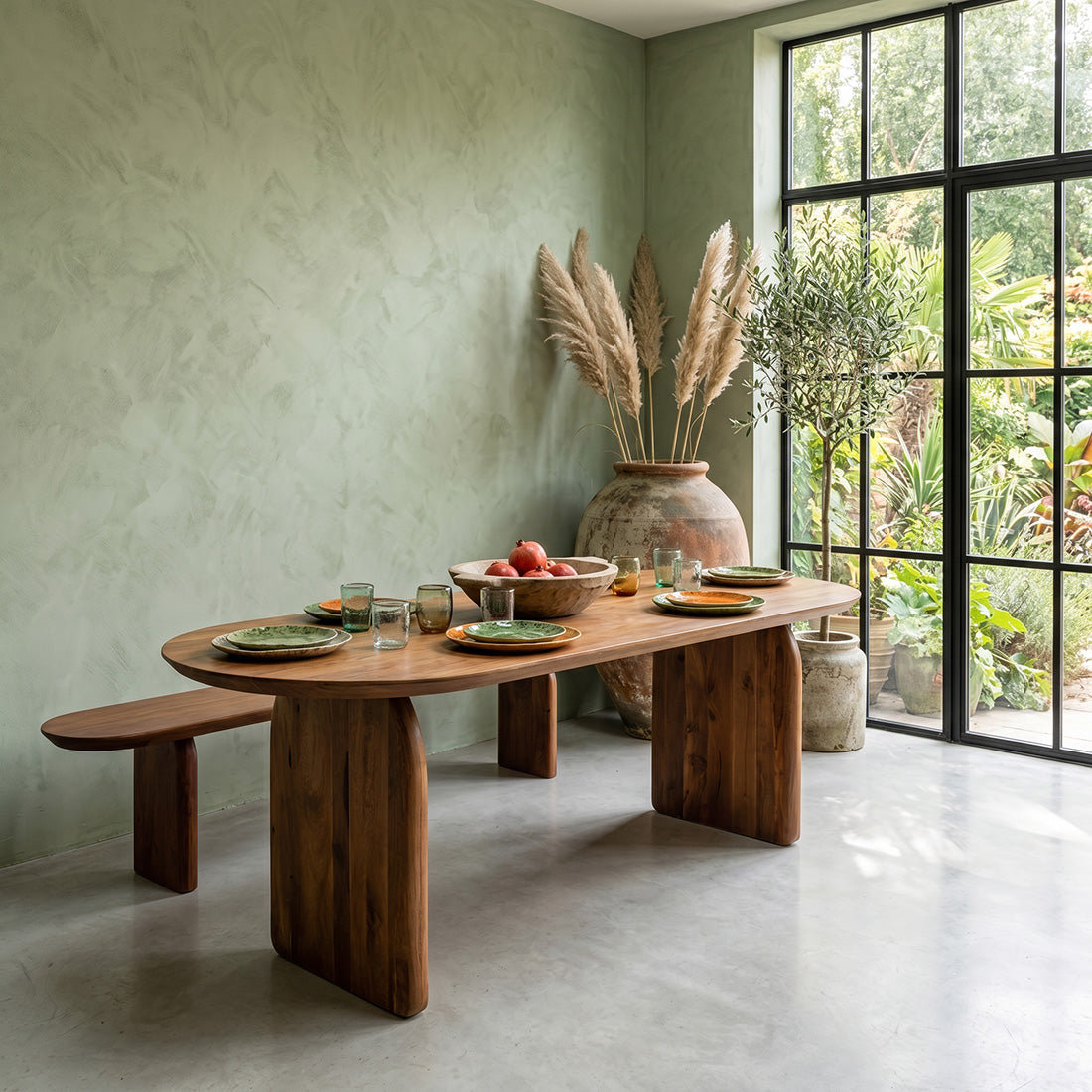 Bullnose Eettafel Gesloten Bruin 240cm Raw Materials