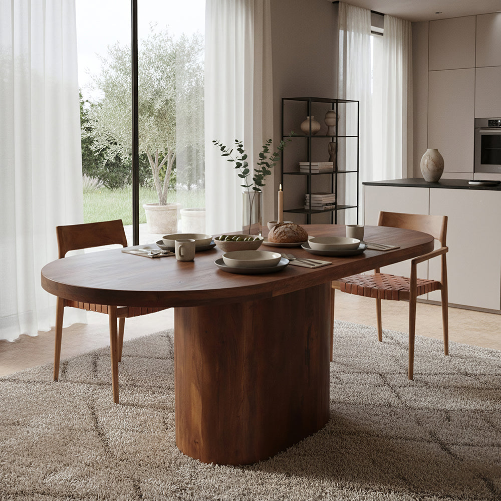 Eettafel Bullnose Oblong Ovaal Mangohout 240cm Raw Materials