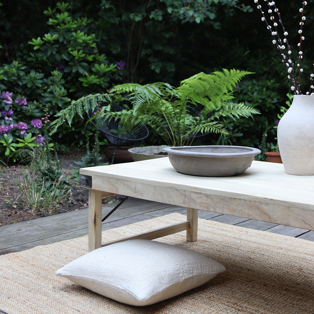 Limewash Inklapbare Salontafel Raw Materials
