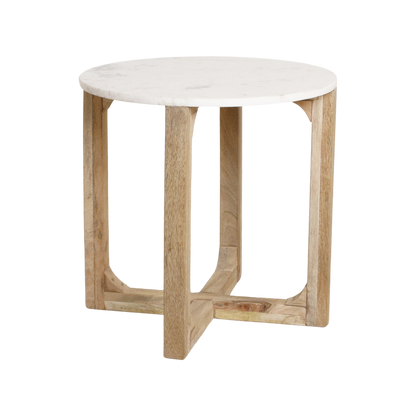 Marmeren bijzettafel Rond Wit Raw Materials