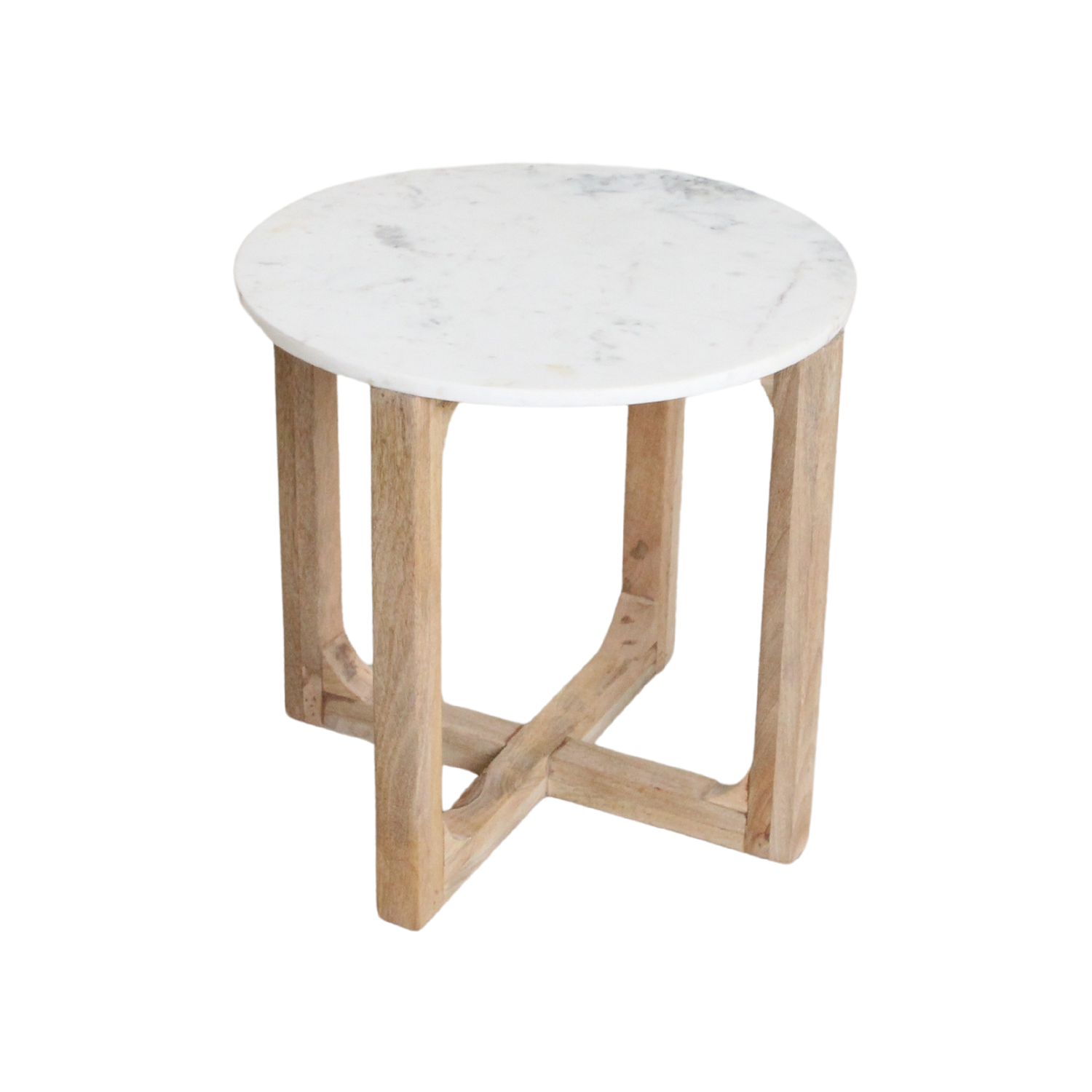Marmeren bijzettafel Rond Wit Raw Materials