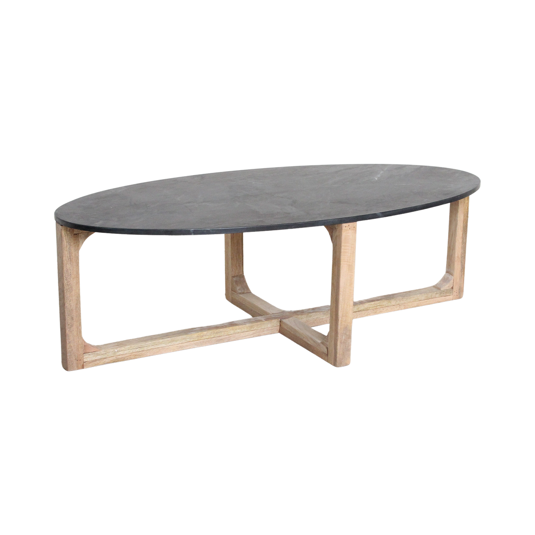 Marmeren Salontafel Ovaal Zwart Raw Materials
