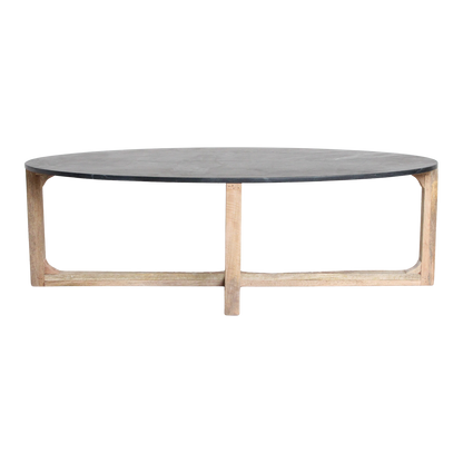 Marmeren Salontafel Ovaal Zwart Raw Materials