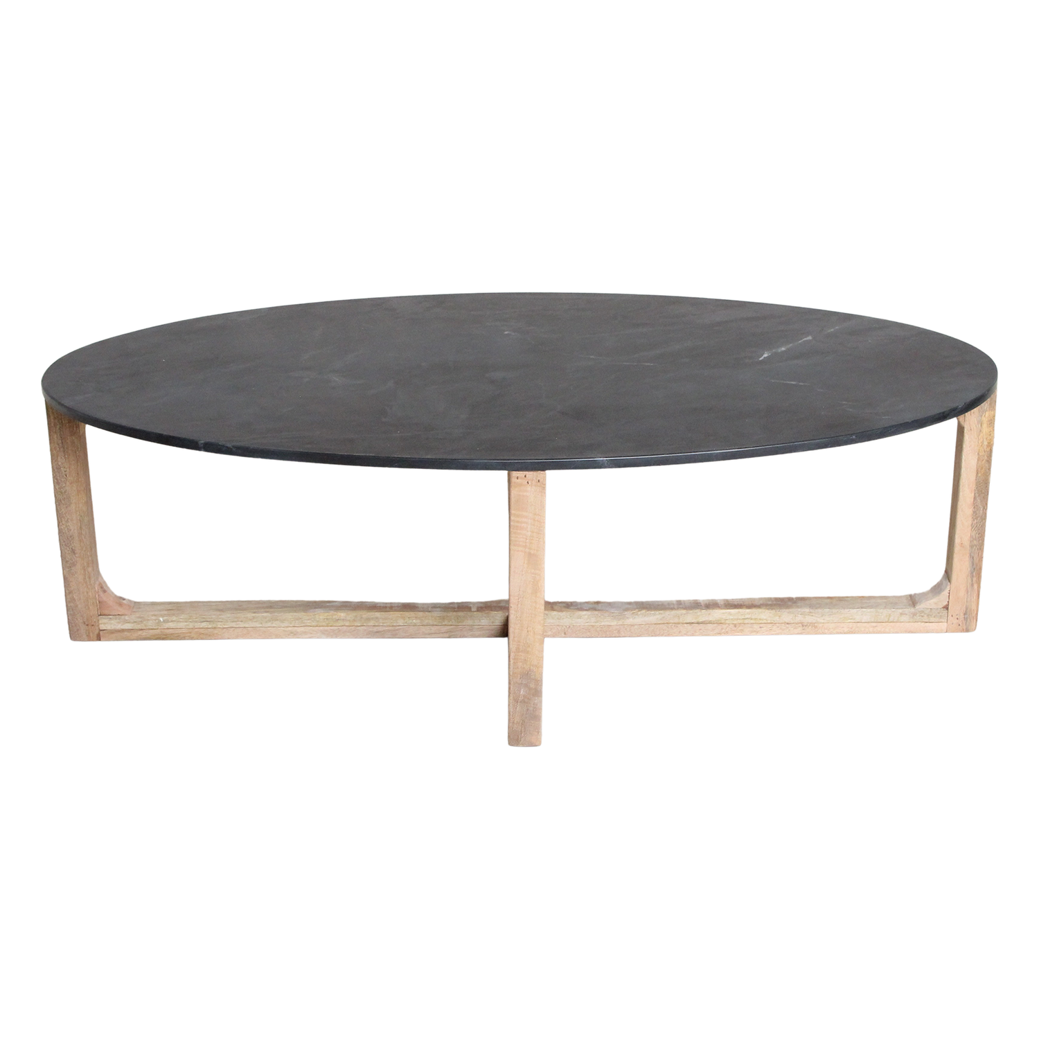 Marmeren Salontafel Ovaal Zwart Raw Materials